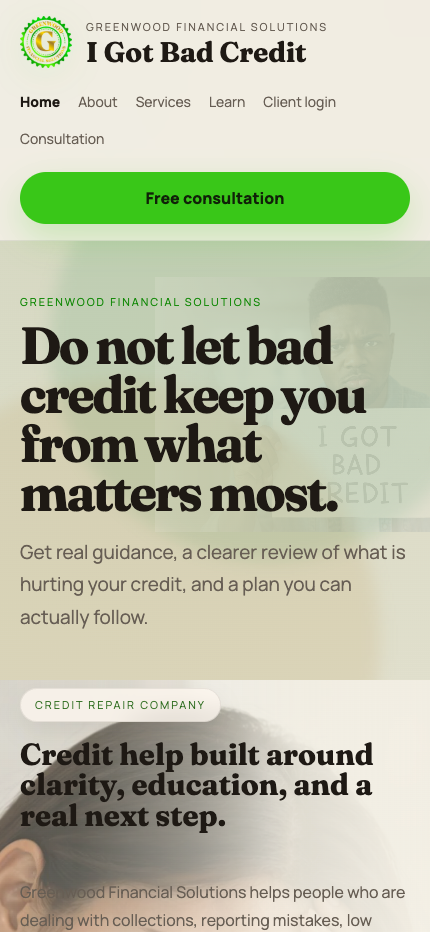 I Got Bad Credit website iPhone style screenshot